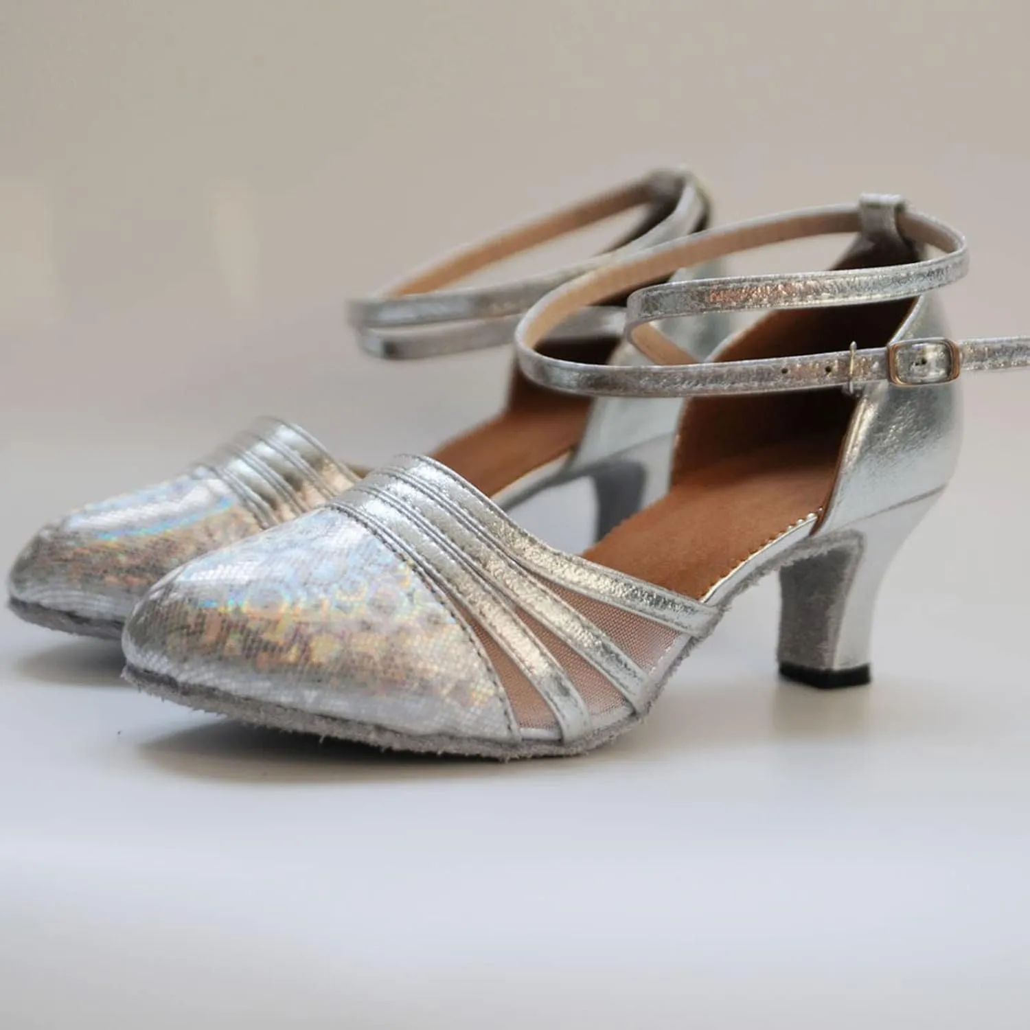 Sandals Women Latin Dance Shoes Heeled Ballroom Tango Party Heels Performance Practice Dance Shoes Latin Dance Sandals