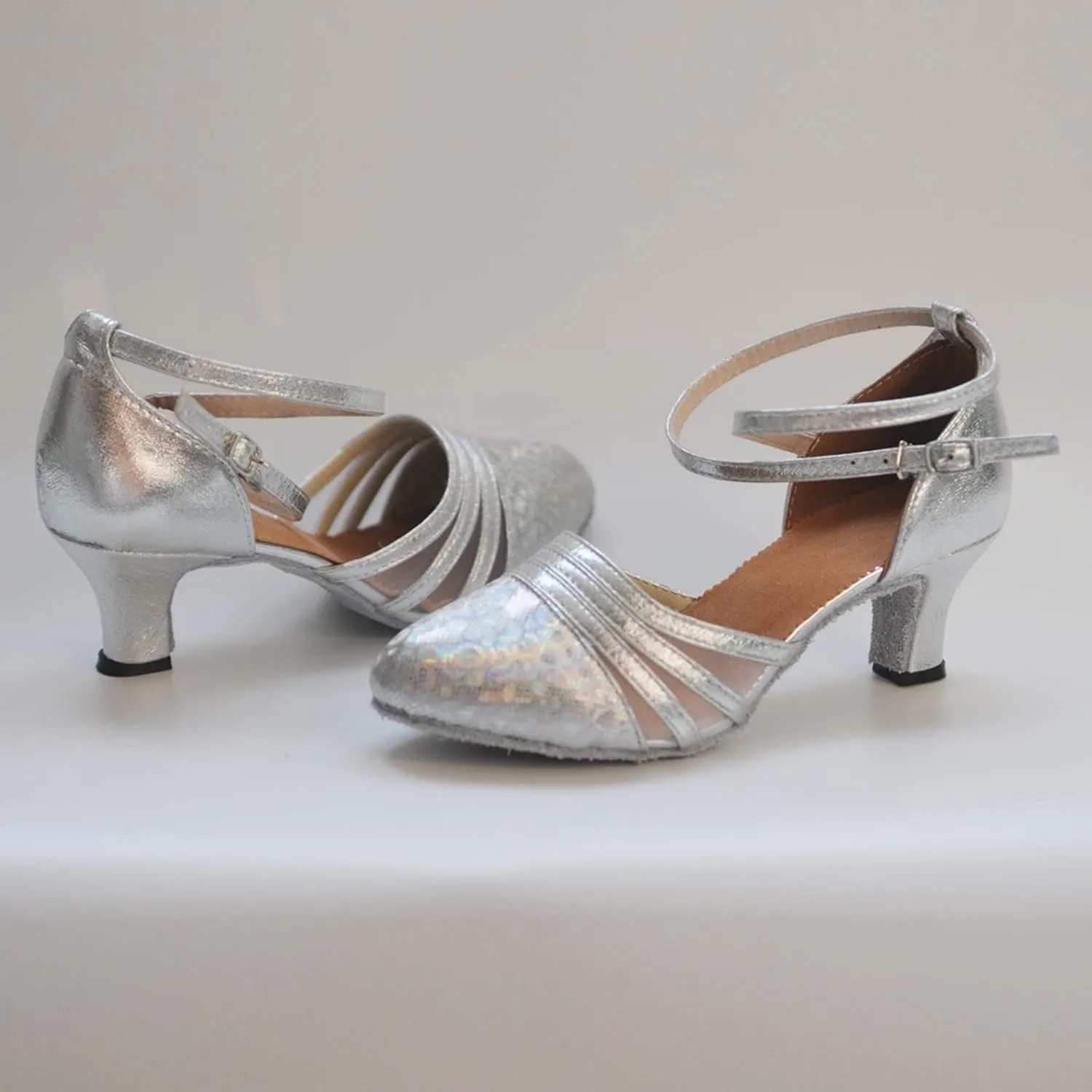 Sandals Women Latin Dance Shoes Heeled Ballroom Tango Party Heels Performance Practice Dance Shoes Latin Dance Sandals