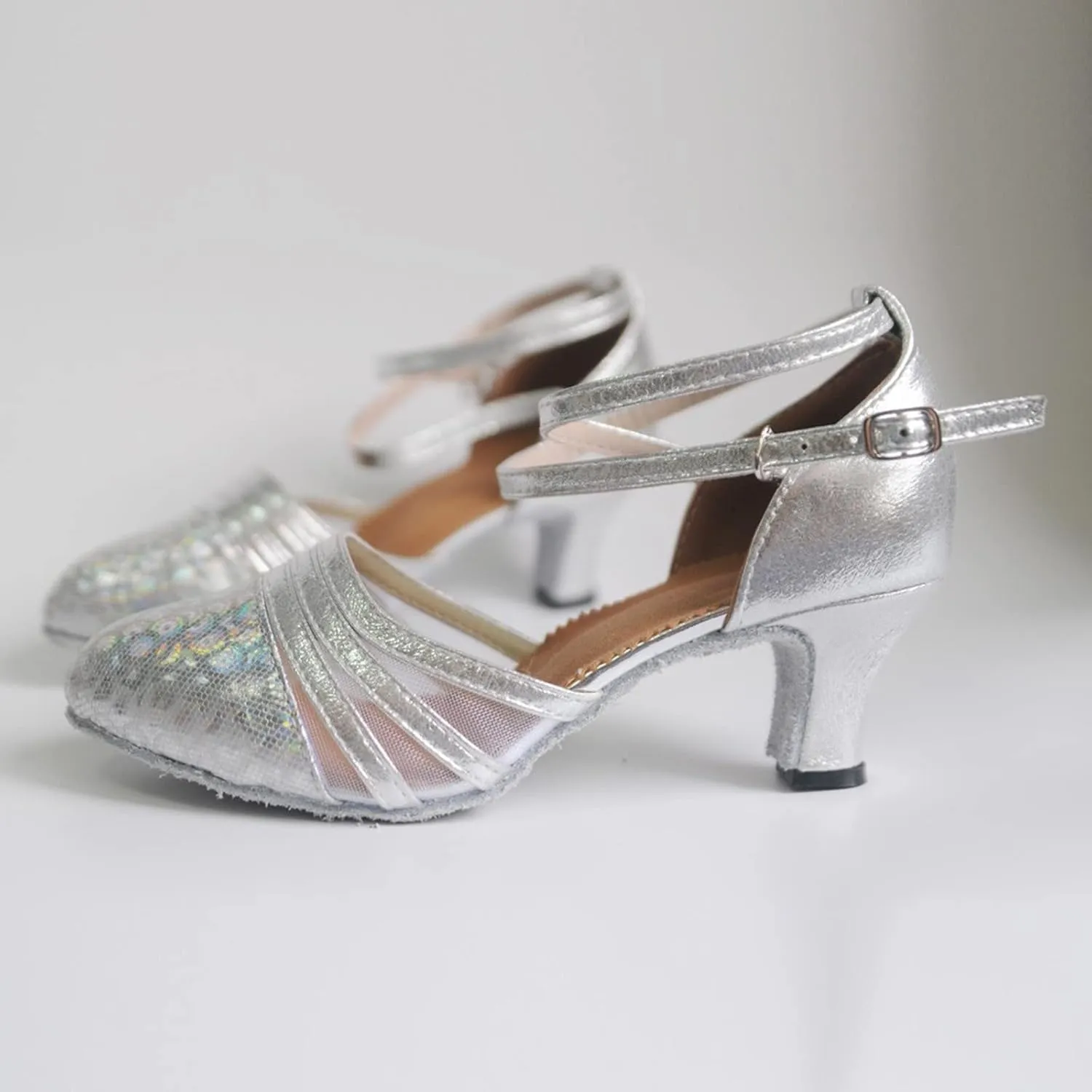Sandals Women Latin Dance Shoes Heeled Ballroom Tango Party Heels Performance Practice Dance Shoes Latin Dance Sandals