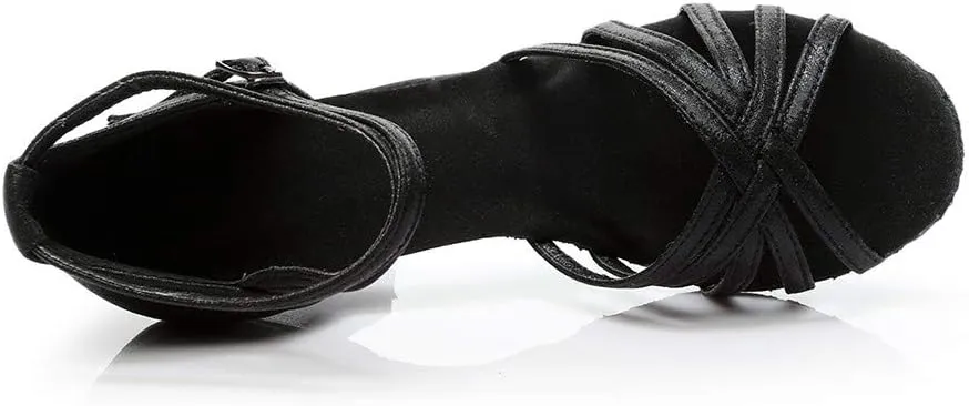 Womens Sandals Open Toe Buckle Mid Heels Latin Dance Shoes Ballroom Sandals Performance Practice Dancing Shoes
