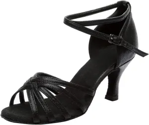 Womens Sandals Open Toe Buckle Mid Heels Latin Dance Shoes Ballroom Sandals Performance Practice Dancing Shoes